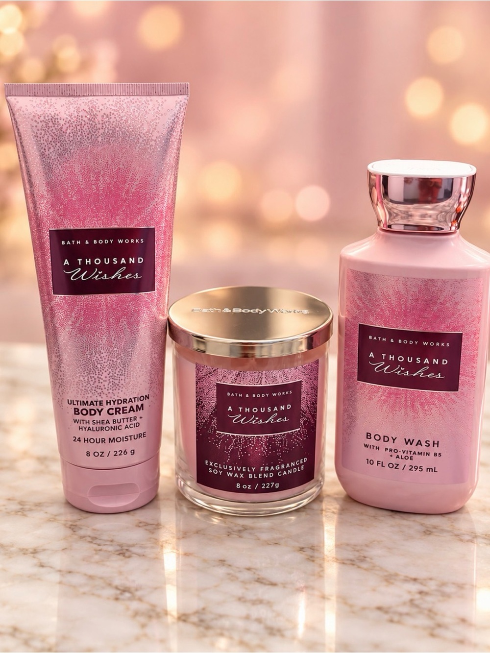 Bath & Body Works Pink A Thousand Wishes Body Wash & Cream Set